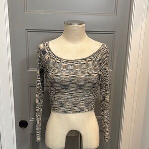 Free People Striped Knit Top in Black, Cream, and Tan